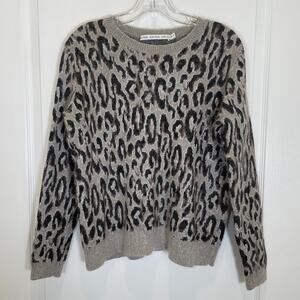 & Other‎ Stories Leopard Print Sweater Mohair Cotton Wool Gray Black M